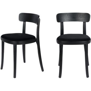 Dutchbone Lot de 2 chaises en velours et bois noir