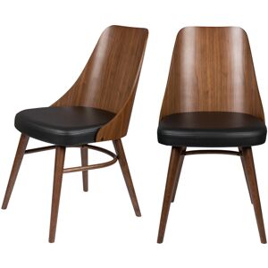 Dutchbone 2 chaises en bois et simili bois foncé et noir Marron 48x87x61cm