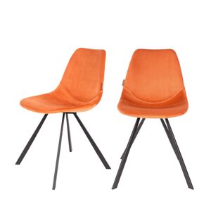 Dutchbone 2 chaises en velours orange Orange 46x83x56cm