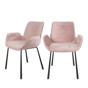 Zuiver 2 fauteuils de table en velours rose