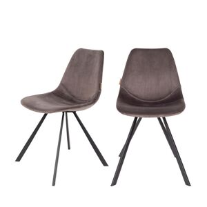 Dutchbone 2 chaises en velours gris