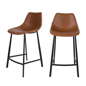 Dutchbone Lot de 2 tabourets de bar vintage 65cm marron Marron 52x91x45cm