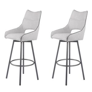 Meubletmoi Lot de 2 chaises hautes de bar en tissu gris clair