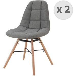 Moloo UMA - Chaise scandinave tissu gris pieds hêtre (x2)