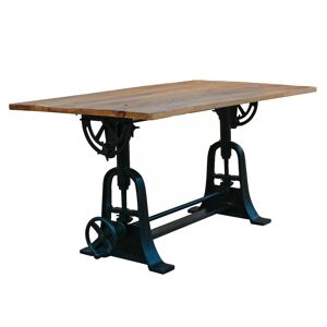 Mathi Design Table en bois de style industriel L150 Noir 150x103x90cm