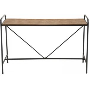 MACABANE Console plateau sapin marquete pieds metal noir