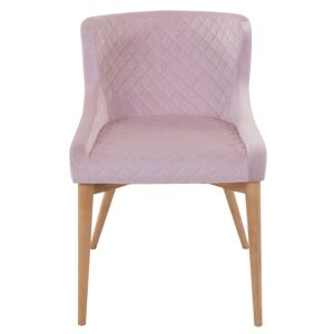 Zago Chaise velours rose poudre pietement frene