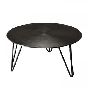 MACABANE Table basse ronde aluminium noir pieds epingles metal noir D75