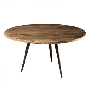 MACABANE Table basse ronde en teck recycle et metal D75 Marron 75x40x75cm