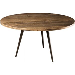 MACABANE Table basse ronde en teck recycle et metal D75