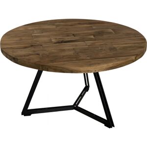 MACABANE Table basse ronde en teck recycle et pieds metal noir D75