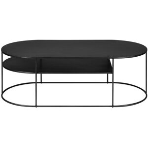 Zago Table basse métal noir ovale 120 cm deux plateaux - Publicité