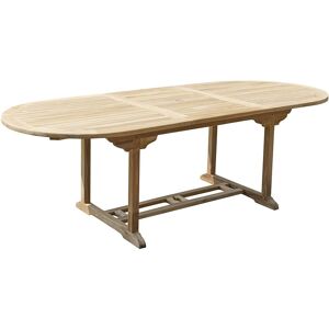 Bois Dessus Bois Dessous Table de jardin en teck massif extensible ovale 8/10 pers. Marron 180x75x100cm