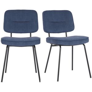 Meubles & Design Set de 2 chaises moderne en tissu côtele bleu