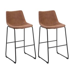 Beliani Lot de 2 chaises de bar en tissu marron - Publicité