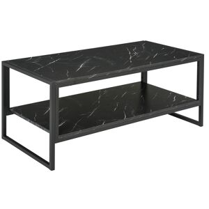 Homcom Table basse moderne avec plateau en marbre et base en metal Noir 106x45x50cm