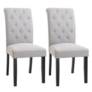 Homcom Lot de 2 chaises style Chesterfield lin gris clair - Publicité