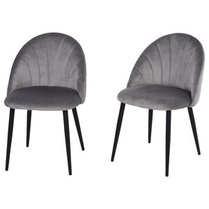 Homcom Lot de 2 chaises pieds métal noir velours gris - Publicité