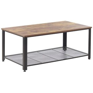 Beliani Table basse bois foncé et noire plateau effet bois foncé vieilli Marron 60x46x60cm