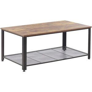 Beliani Table basse bois foncé et noire plateau effet bois foncé vieilli