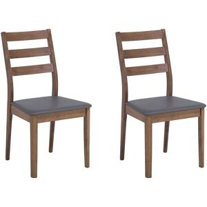 Beliani Lot de 2 chaises de salle à manger en bois d'hévéa gris - Publicité