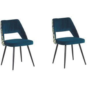 Beliani Lot de 2 chaises de salle à manger en velours bleu - Publicité