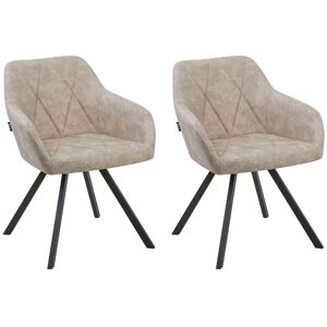 Beliani Lot de 2 chaises en tissu beige - Publicité