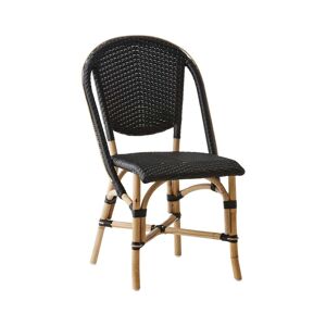 Chaise repas empilable en rotin et fibre synthétique noir Noir 56x89x50cm