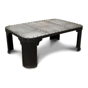 PIB Table basse industrielle en metal noir Noir 120x45x80cm