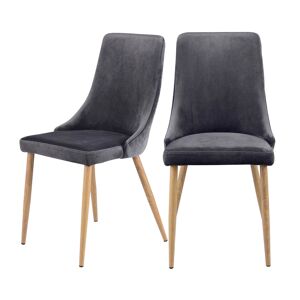 Rendez-Vous Deco Chaise en velours gris (lot de 2)