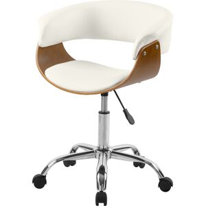 Rendez Vous Deco Chaise de bureau pivotante en bois et PU blanc Blanc 59x86x51cm