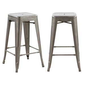 Rendez-Vous Deco Tabouret pour îlot central 66 cm metal chrome brillant (lot de 2)