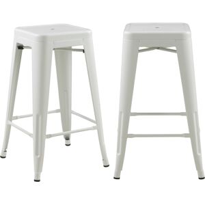 Rendez-Vous Déco Tabouret pour îlot central 66 cm en métal blanc mat (lot de 2) Blanc 41x66x41cm