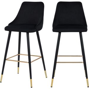 Rendez Vous Deco Chaise de bar 775 cm en velours noir lot de 2 Noir 50x109x49cm