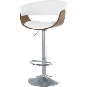 Rendez-Vous Deco Chaise de bar reglable et pivotante 59/81 cm en cuir synthetique blanc