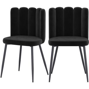 Rendez-Vous Deco Chaise en velours noir et pieds en metal noir (lot de 2)