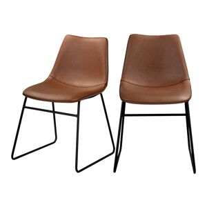 Rendez-Vous Deco Chaise en cuir synthetique marron (lot de 2) Marron 47x80x54cm