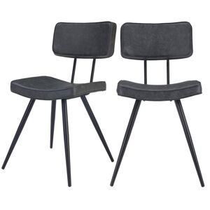 Rendez-Vous Deco Chaise en cuir synthetique gris / noir (lot de 2)