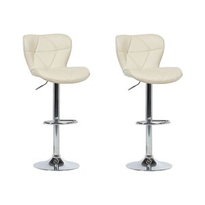 Beliani Lot de 2 chaises de bar en cuir PU beige - Publicité