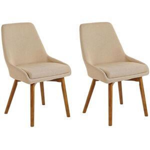 Beliani Lot de 2 chaises de salle à manger en tissu beige sable - Publicité