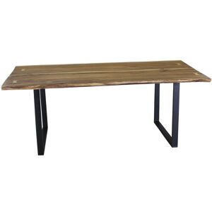 Now s Home Table en bois d'acacia et pieds en métal noir 200cm Marron 200x77x100cm