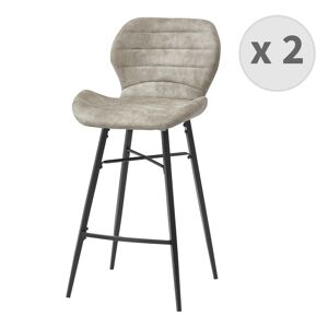 Moloo Chaise de bar industrielle vintage marron clair/métal noir (x2) - Publicité