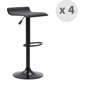 Moloo Tabourets de bar design réglable PU noir pieds noirs (x4) Noir 39x64x38cm