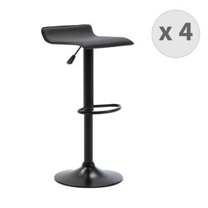 Moloo Tabourets de bar design réglable PU noir pieds noirs (x4)