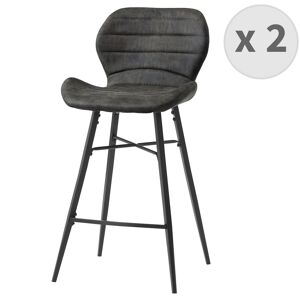 Moloo Chaise haute industrielle micro vintage marron foncé/métal noir (x2) - Publicité