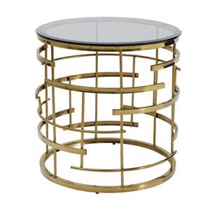 Kare Design Table d'appoint ronde en verre et acier dore D55