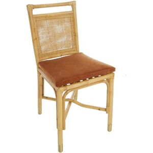 Kok Maison Chaise rotin et velours ocre Orange 44x92x46cm