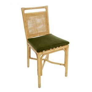 Kok Maison Chaise rotin et velours vert Vert 44x92x46cm