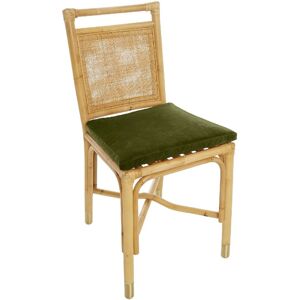 Chaise rotin et velours vert Vert 44x92x46cm