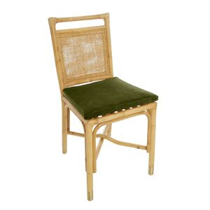 Kok Maison Chaise rotin et velours vert